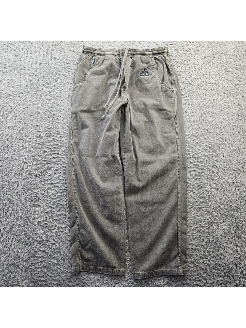 Crazy Shirts Beach Pants Men Medium Crater Dyed Gray (Fits 30-34x29) Drawstring